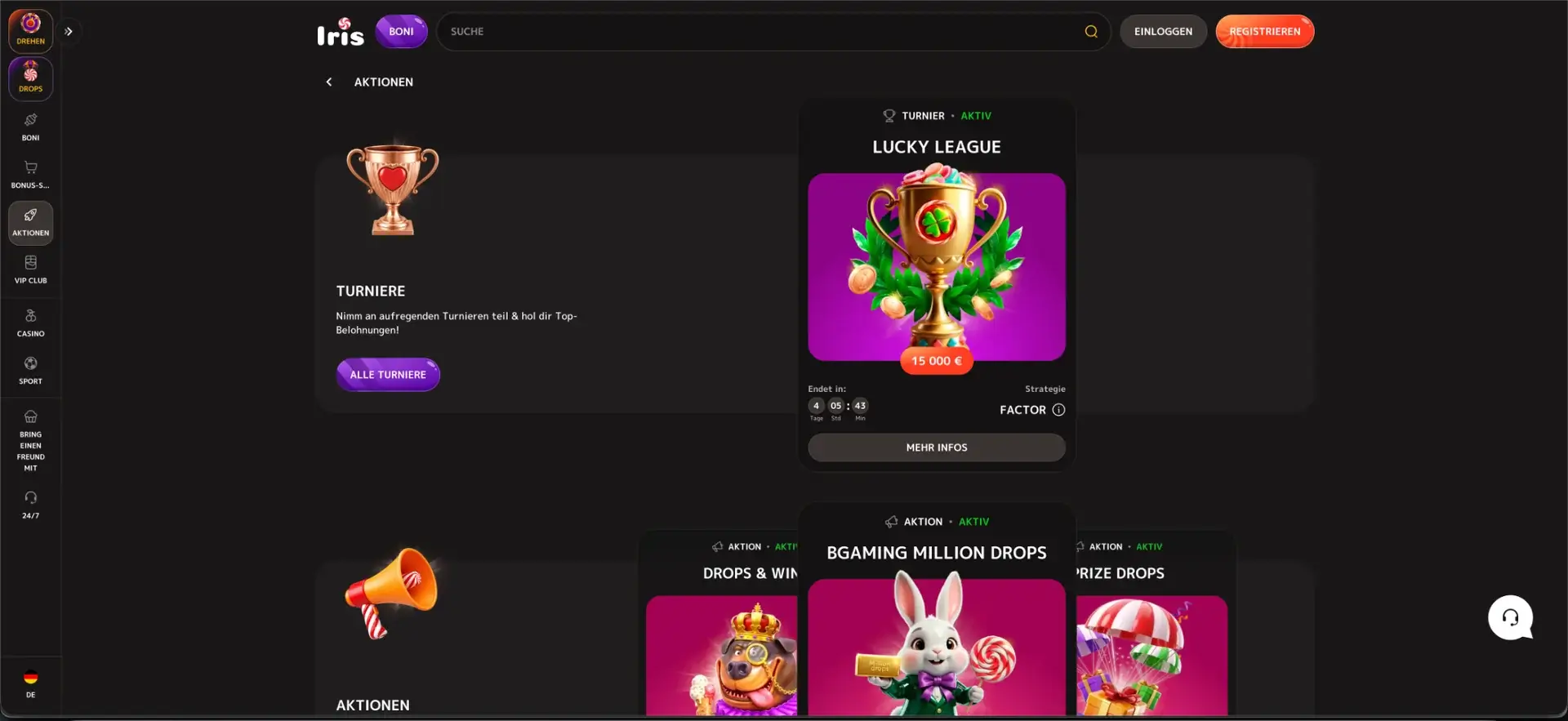 Aktionen bei Iris Casino
