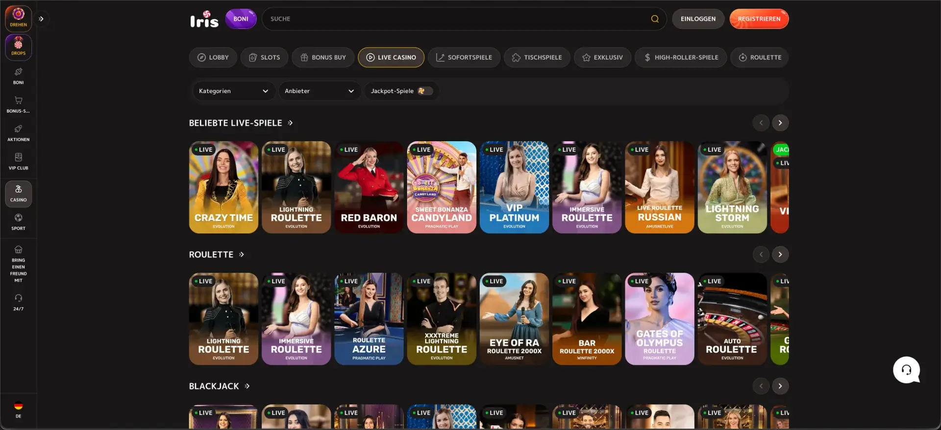 Live-Casino bei Iris